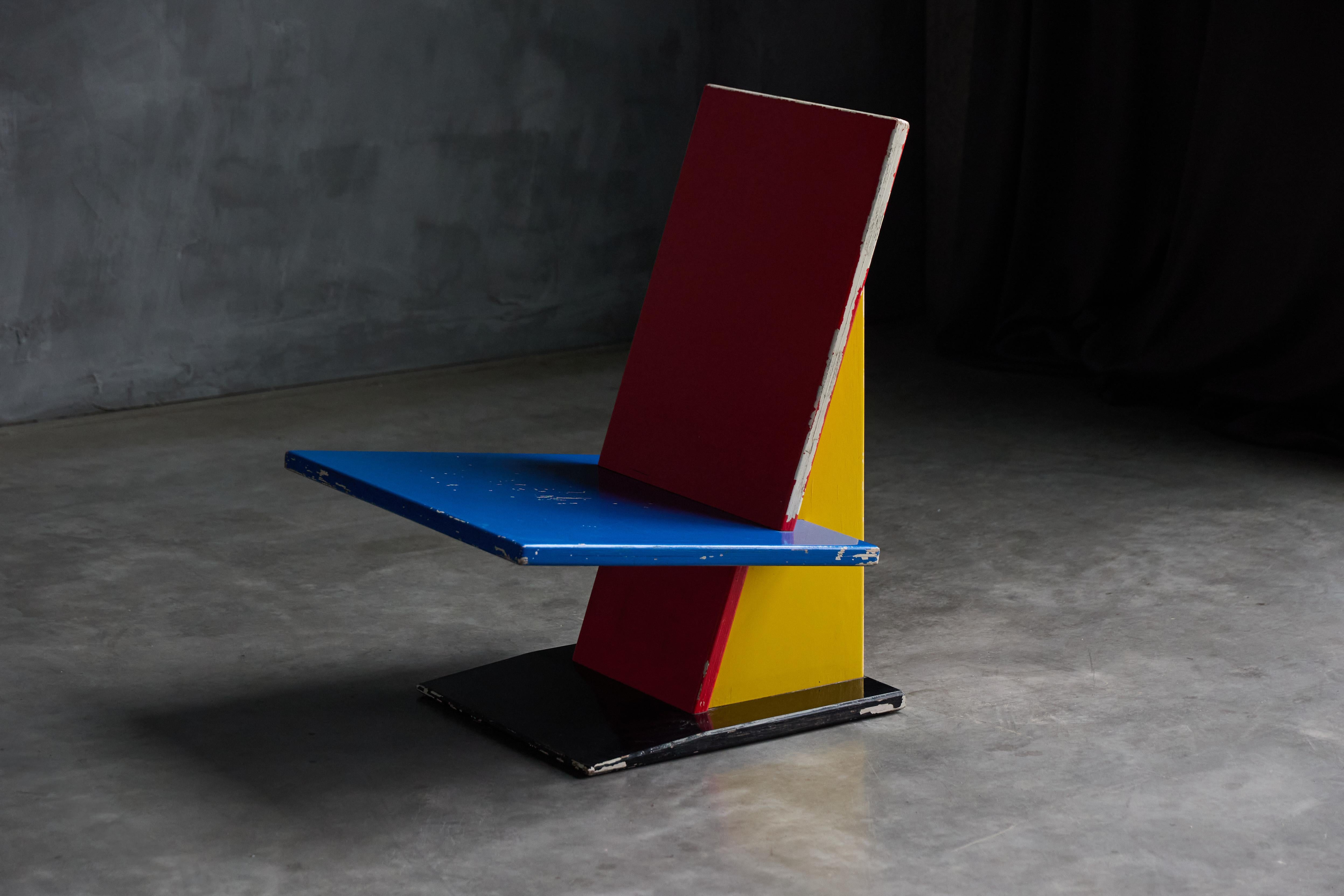 Sedia da salotto modernista ispirata a De Stijl, Paesi Bassi, anni '60 1