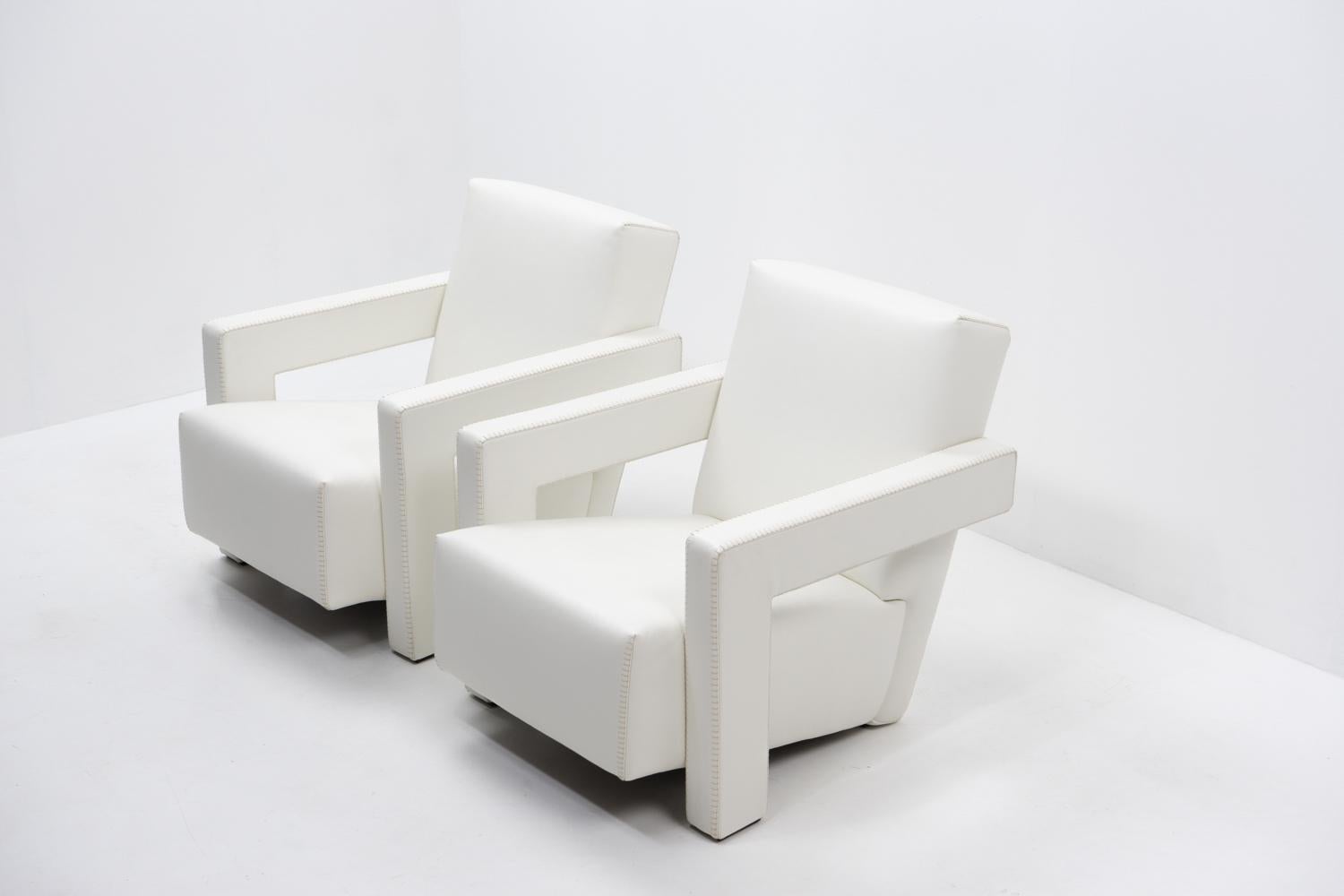 Poltrone Gerrit Rietveld Utrecht di Cassina, set in pelle, design modernista in vendita 3