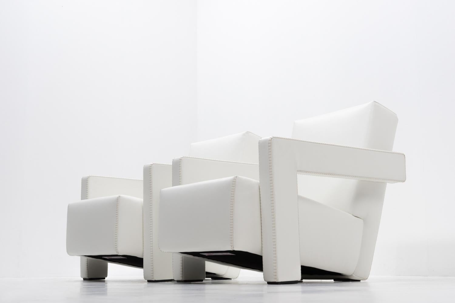 Poltrone Gerrit Rietveld Utrecht di Cassina, set in pelle, design modernista in vendita 5
