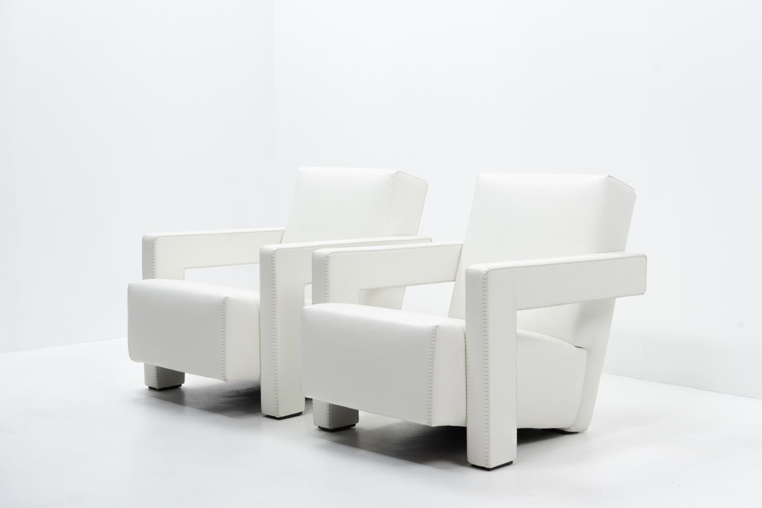 Poltrone Gerrit Rietveld Utrecht di Cassina, set in pelle, design modernista in vendita 6