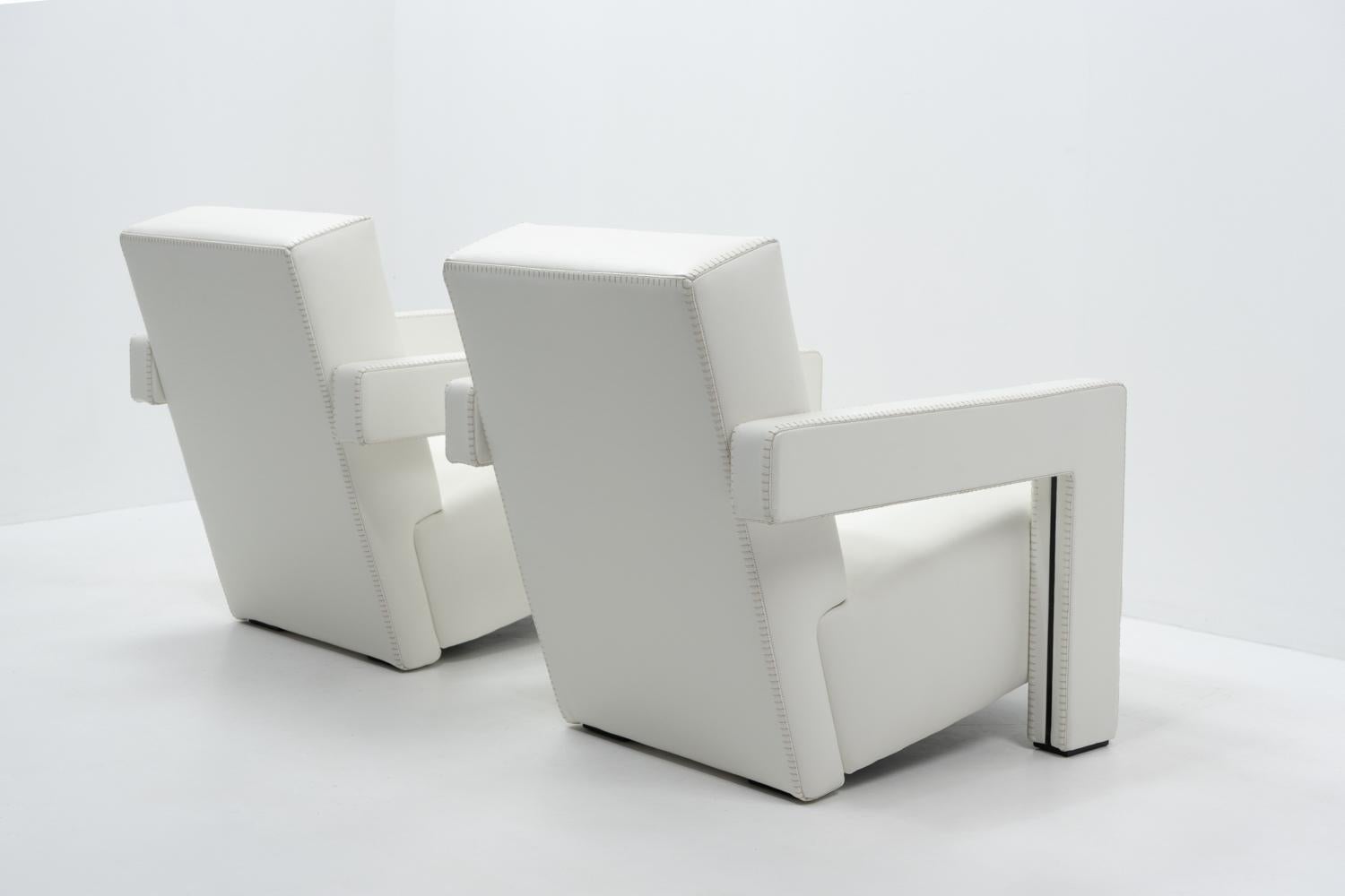Poltrone Gerrit Rietveld Utrecht di Cassina, set in pelle, design modernista In condizioni buone in vendita a Renens, CH