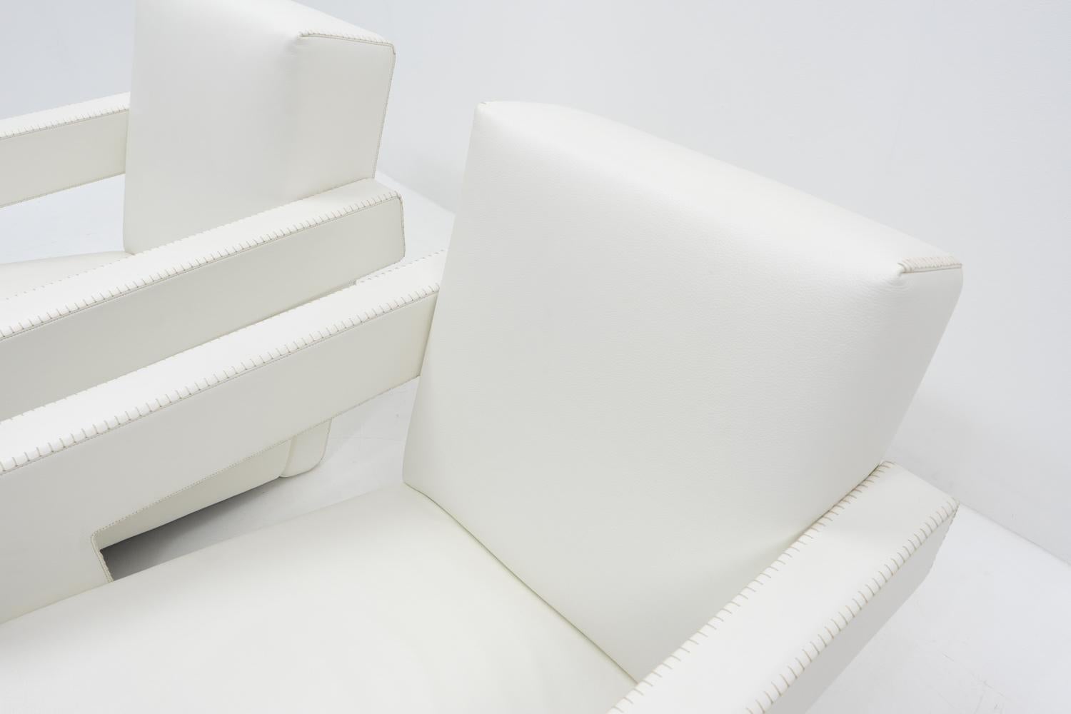 Poltrone Gerrit Rietveld Utrecht di Cassina, set in pelle, design modernista in vendita 1