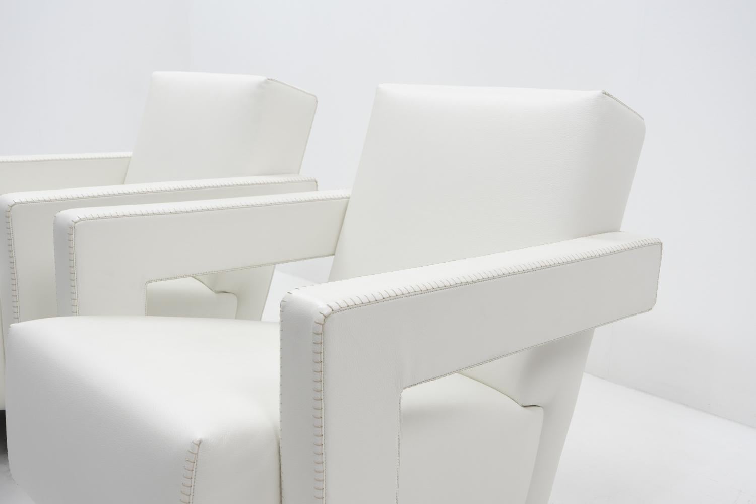Poltrone Gerrit Rietveld Utrecht di Cassina, set in pelle, design modernista in vendita 2
