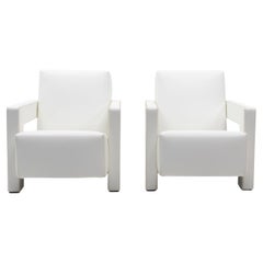 Modernist Design Gerrit Rietveld Utrecht Armchairs by Cassina, Set in Leather