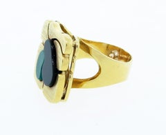 Modernist Design Inlay 18 Karat Ring
