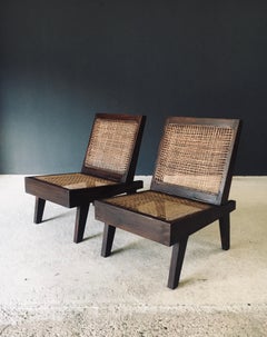 Modernist Design Low Folding Chair Set by Pierre Jeanneret for Chandigarh, 1960s