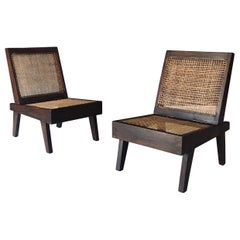 Modernist Design Low Folding Chair Set by Pierre Jeanneret for Chandigarh, 1960s