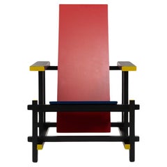 Rietveld-Stuhl in Rot und Blau im modernistischen Design von Cassina, 1970er Jahre