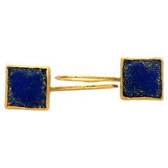 Modernist Design Square Lapis Lazuli Earrings in 18 Karat Gold