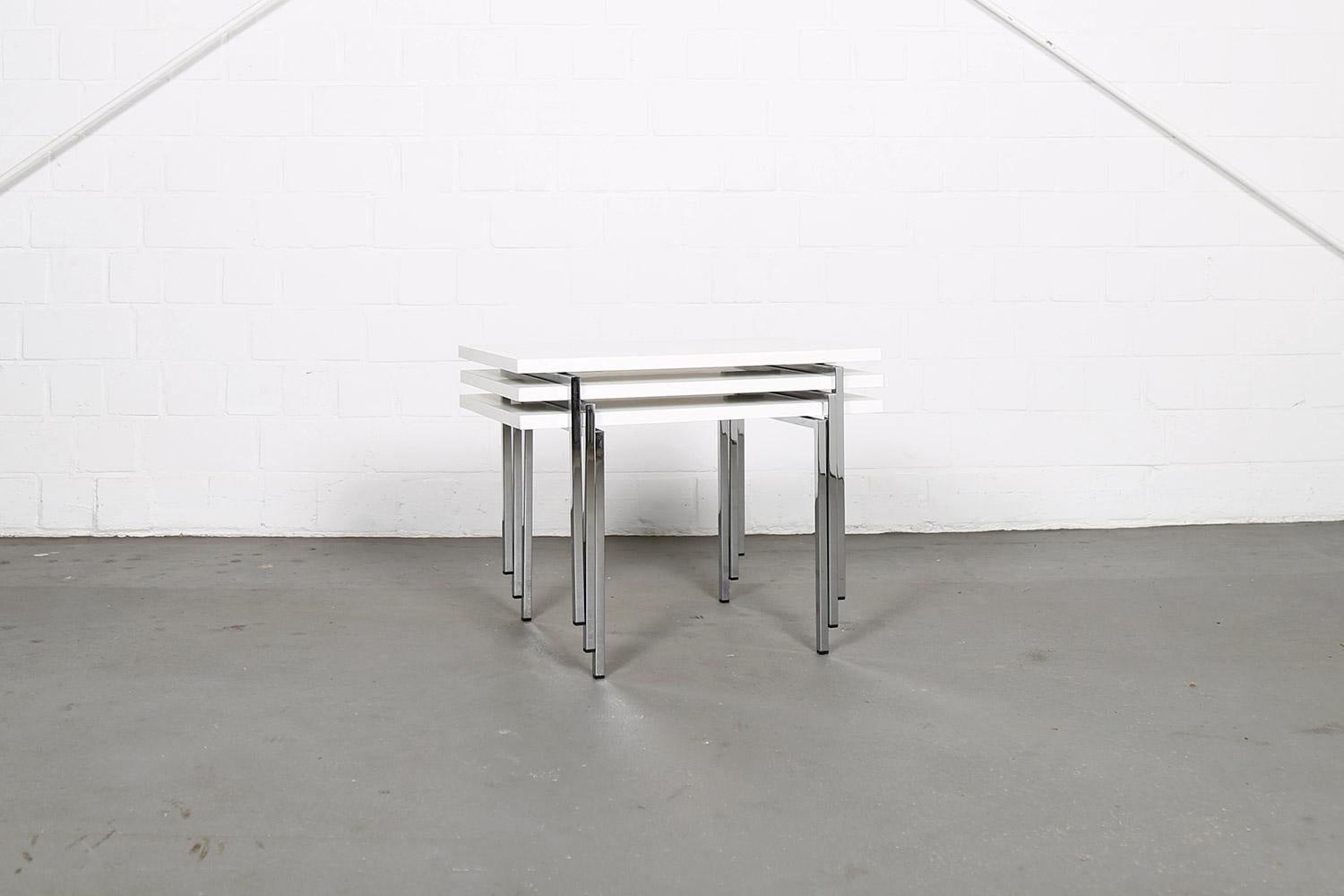 Mid-20th Century Modernist Design Stacking Tables by Trix & Robert Haussmann for Swiss Form For Sale