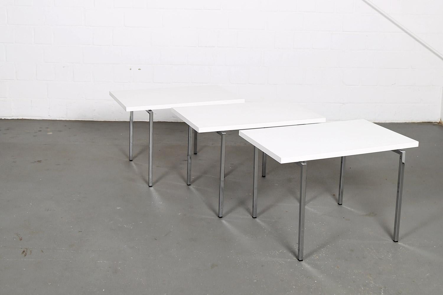 Chrome Modernist Design Stacking Tables by Trix & Robert Haussmann for Swiss Form For Sale
