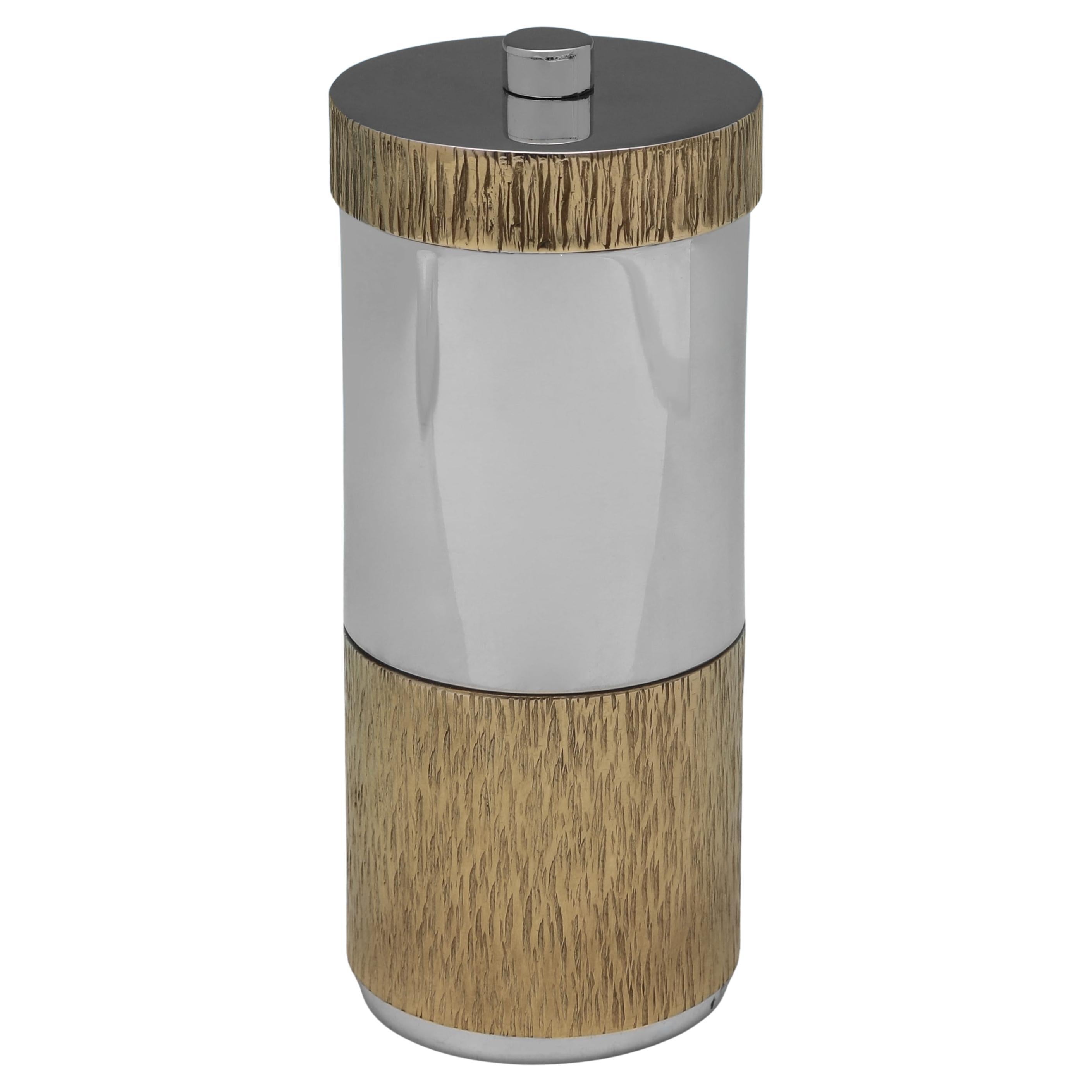 Modernist design sterling silver pepper grinder with bark effect detail - 1971 For Sale