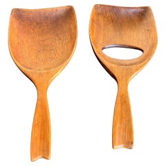Juego de Servidor de Ensalada de Madera Haitiana de Diseño Modernista