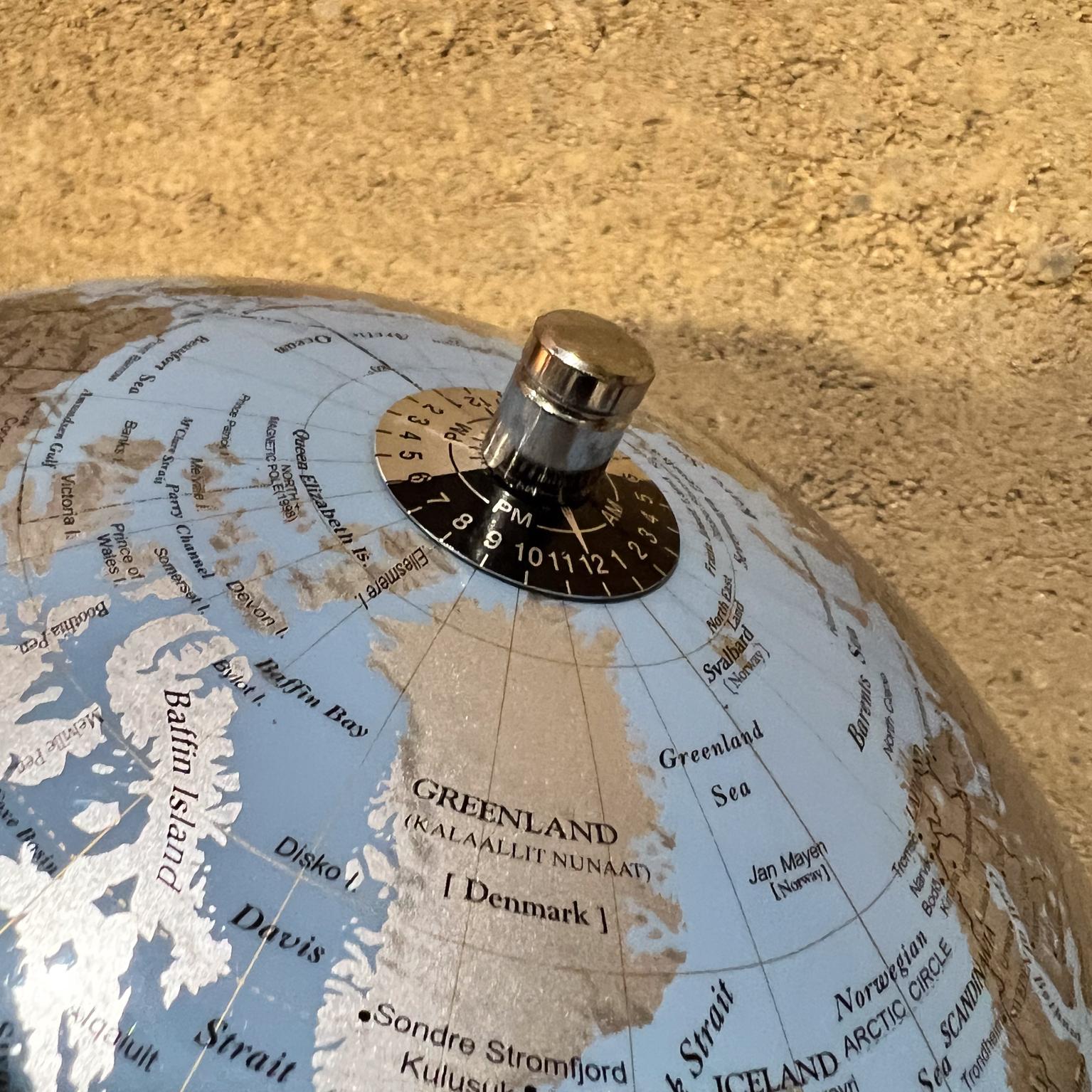 Metal Modernist Design World Vision Globe Blue and Silver Chrome Base Denmark