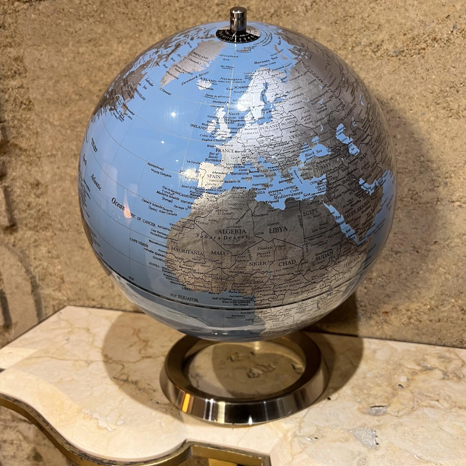 Modernist Design World Vision Globe Blue and Silver Chrome Base Denmark 1