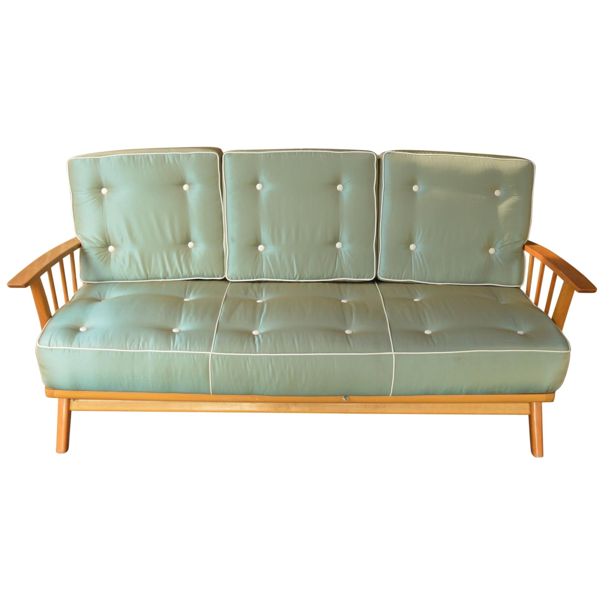 Modernist Designer Vintage Sofa with Foldable Arms, 1960s For Sale