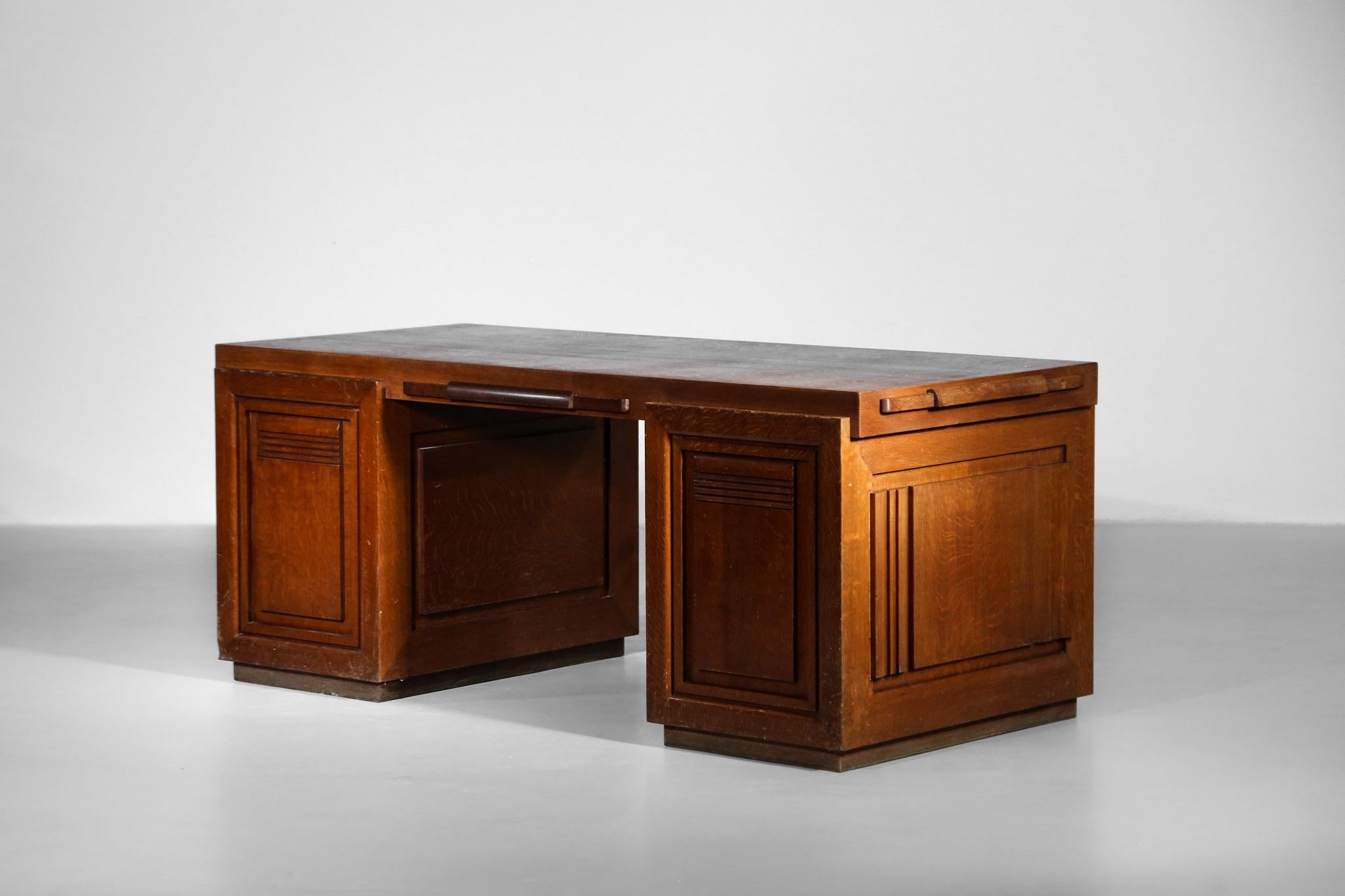Modernist Desk by Charles Dudouyt in Oak, Art Deco 6