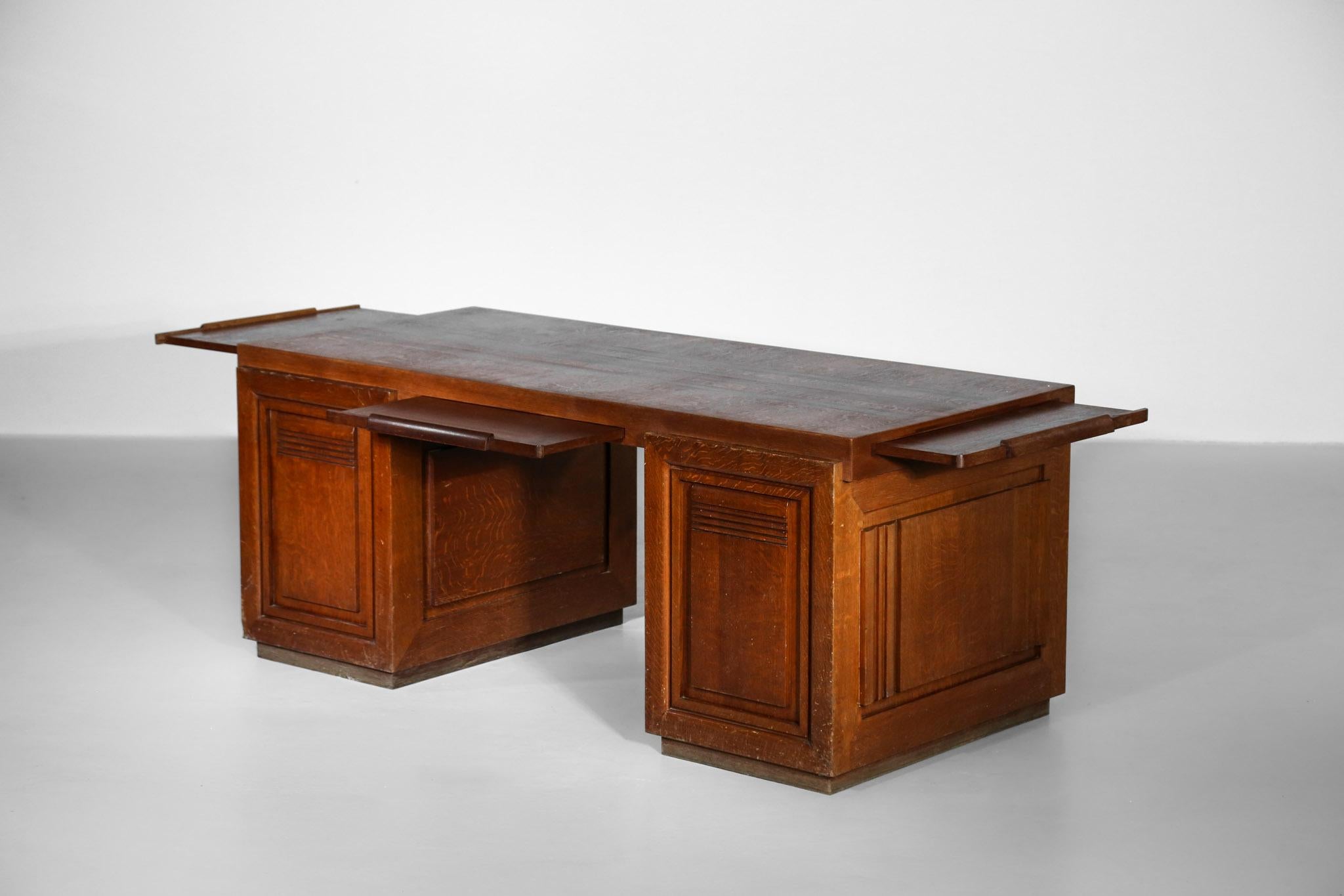 Modernist Desk by Charles Dudouyt in Oak, Art Deco 7