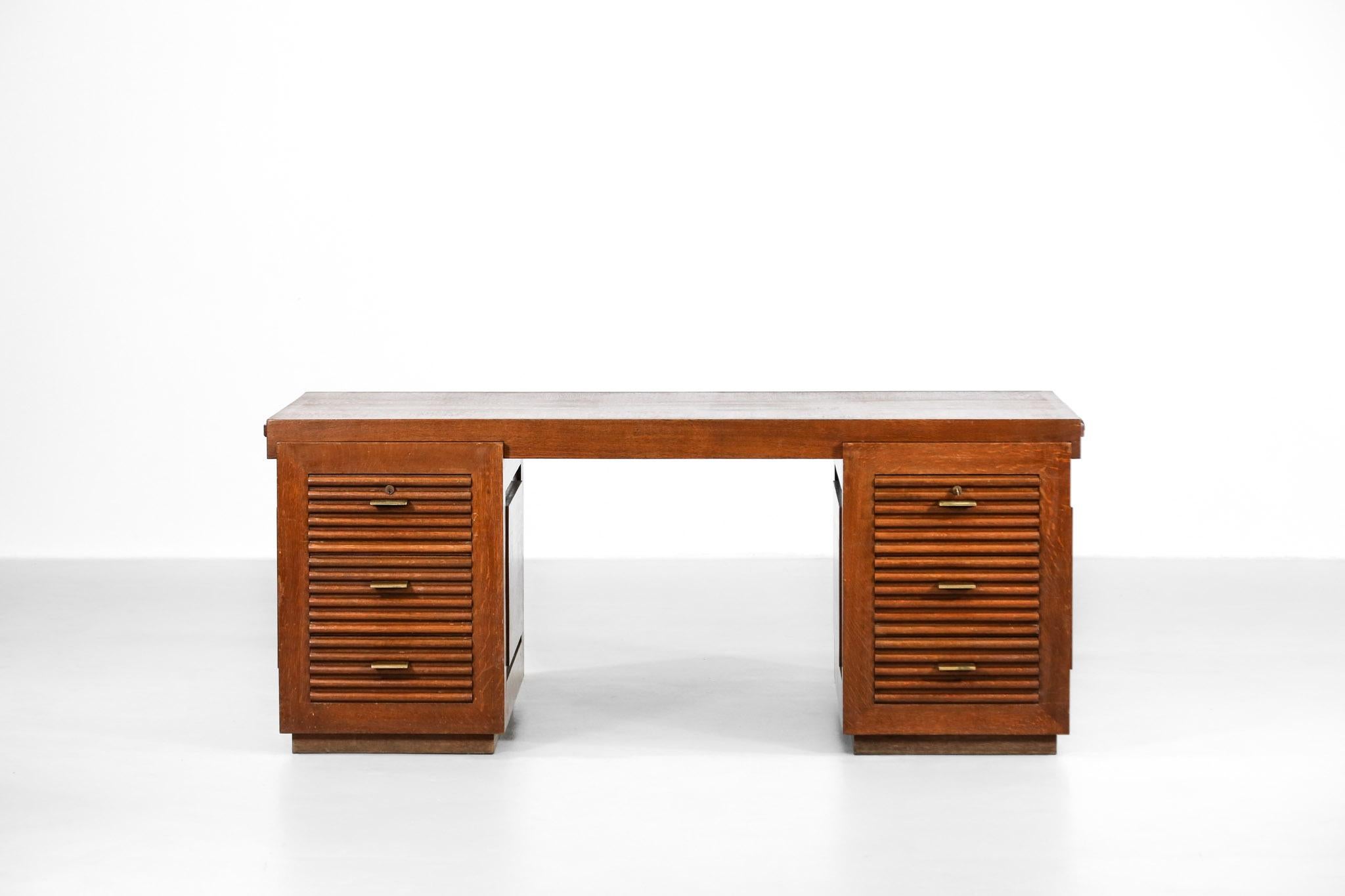 French Modernist Desk by Charles Dudouyt in Oak, Art Deco