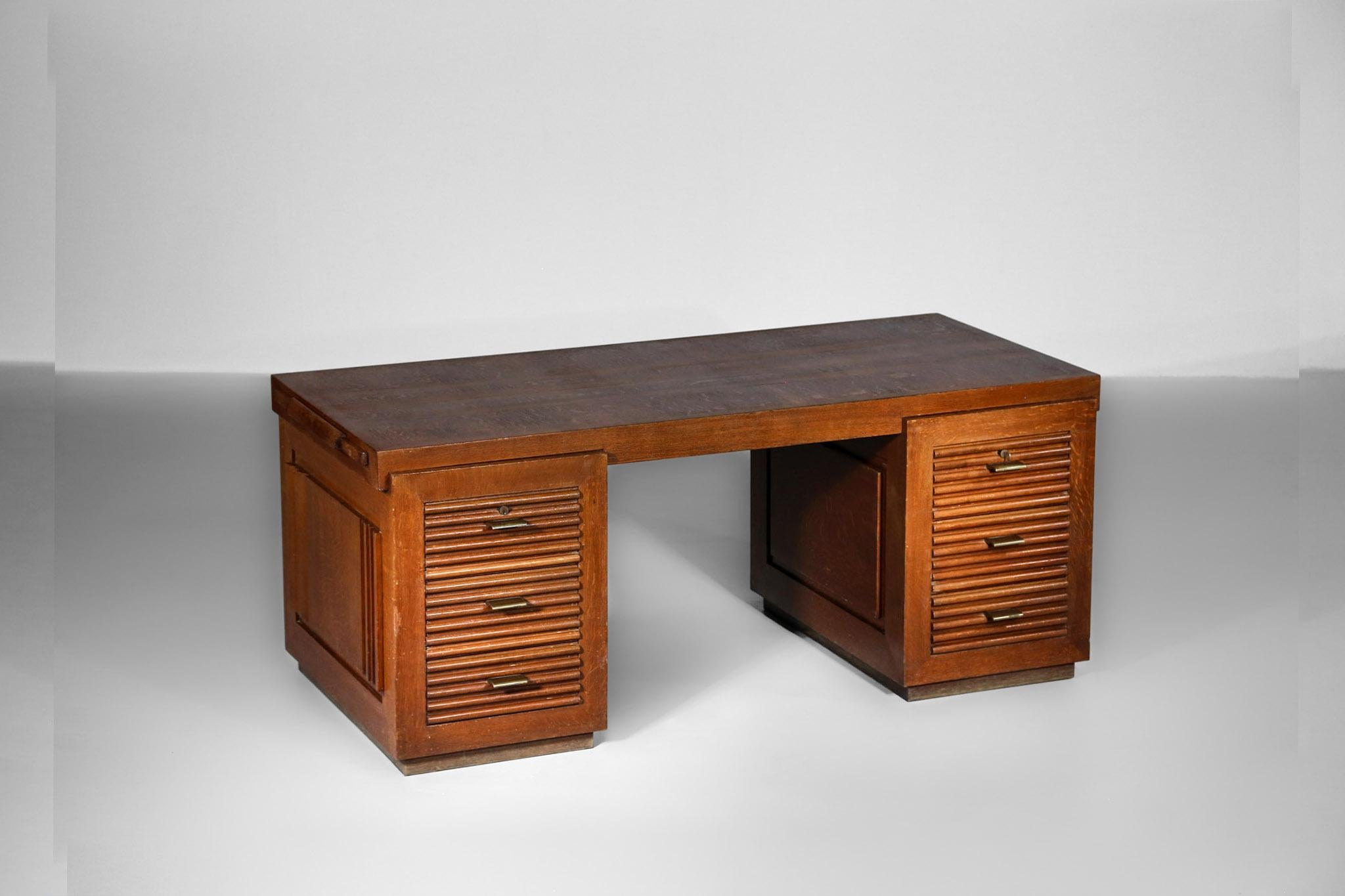 Modernist Desk by Charles Dudouyt in Oak, Art Deco In Good Condition In Lyon, FR