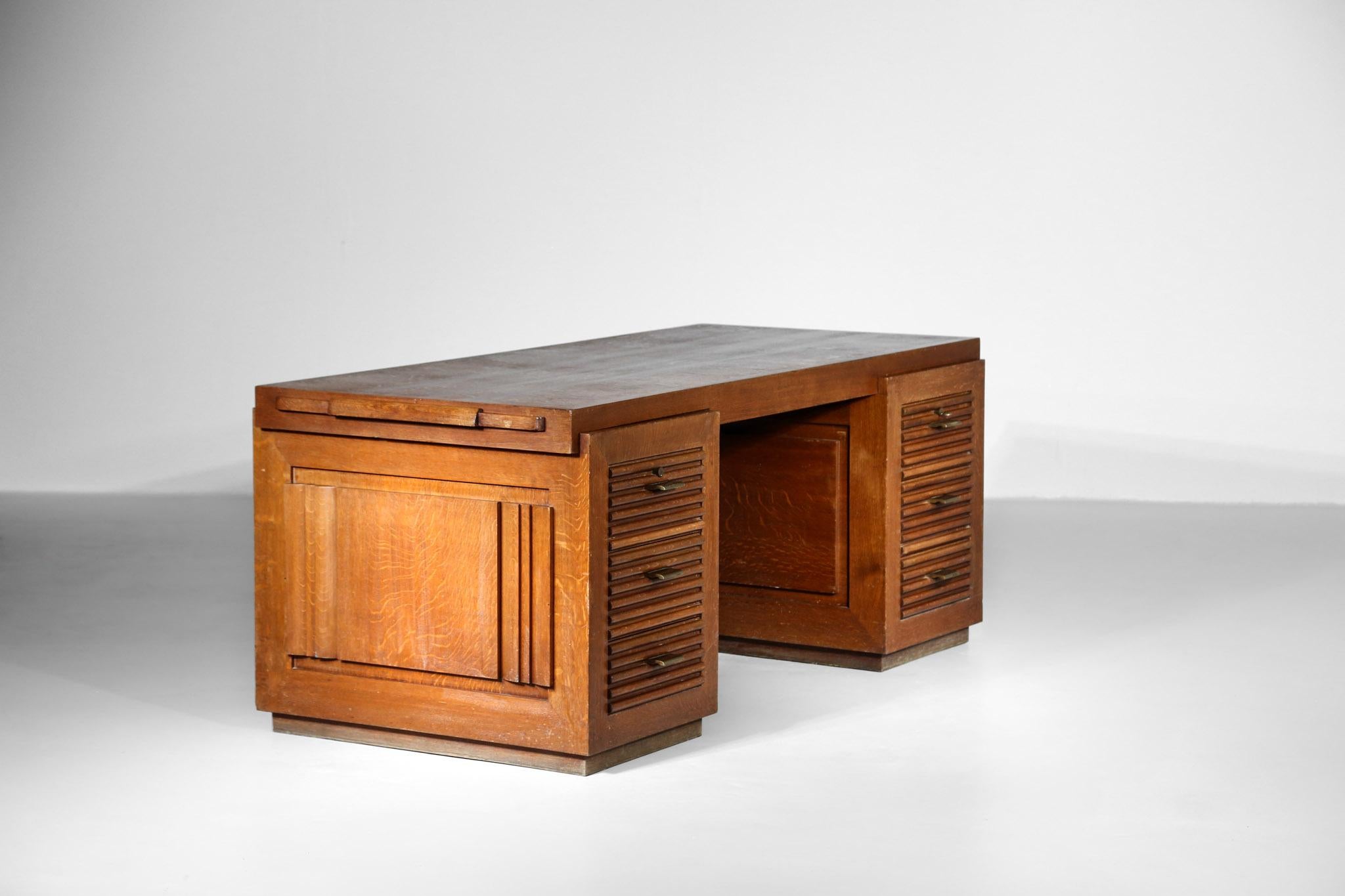 Modernist Desk by Charles Dudouyt in Oak, Art Deco 1