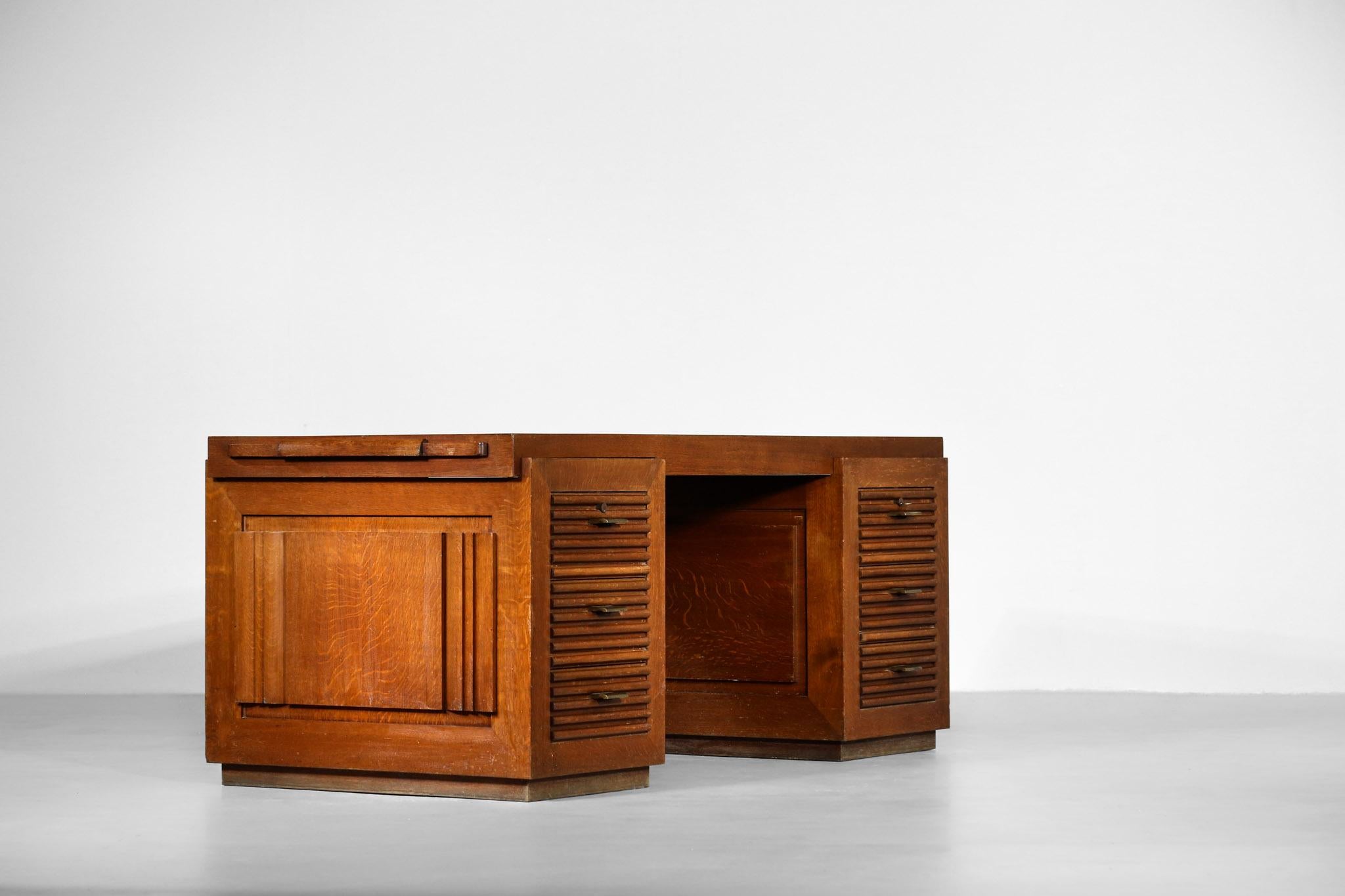 Modernist Desk by Charles Dudouyt in Oak, Art Deco 3
