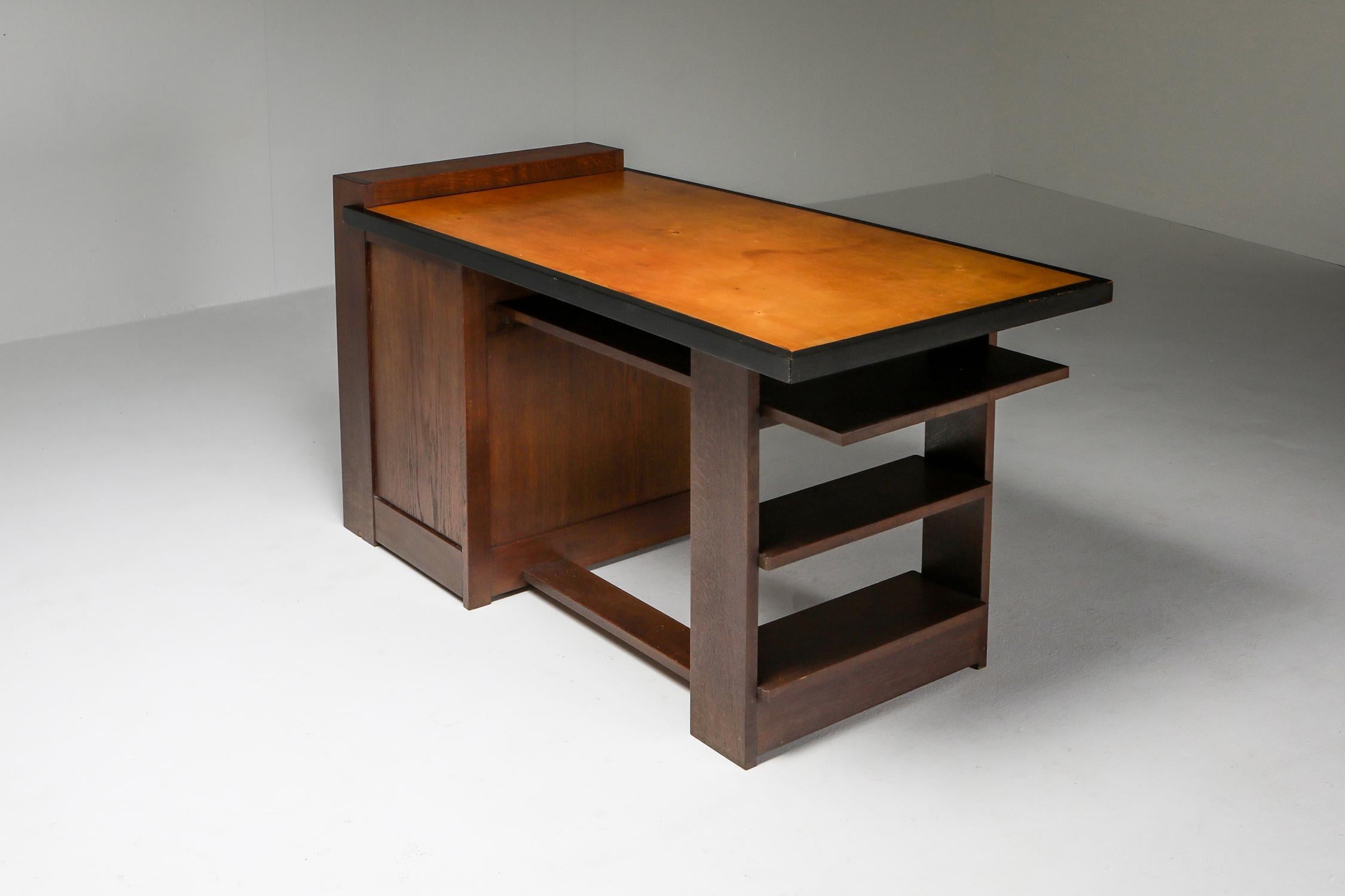 Schreibtisch der Moderne von Frits Spanjaard, von Wouda inspiriert, Niederlande, 1930er Jahre im Angebot 5