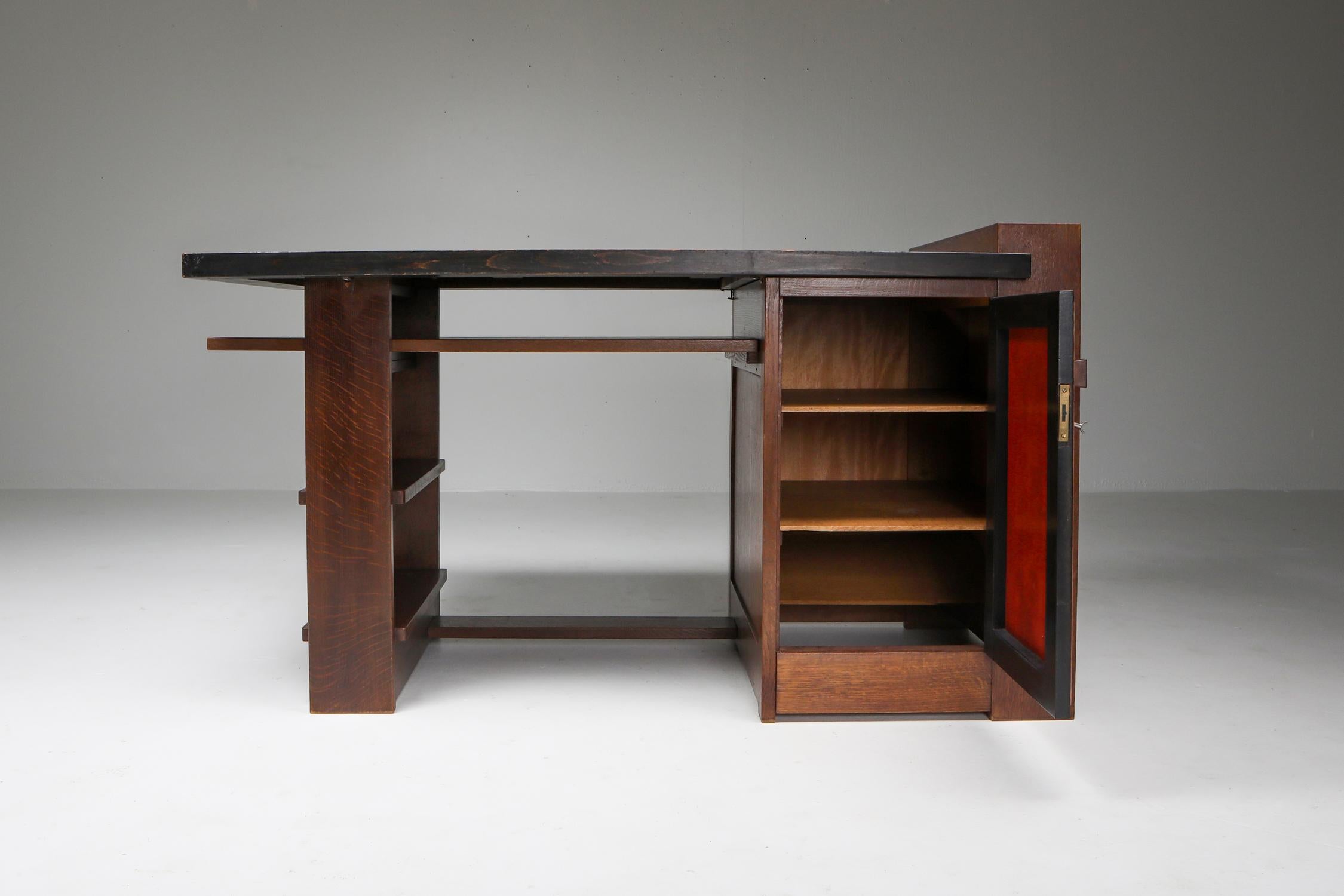 Schreibtisch der Moderne von Frits Spanjaard, von Wouda inspiriert, Niederlande, 1930er Jahre (Mitte des 20. Jahrhunderts) im Angebot