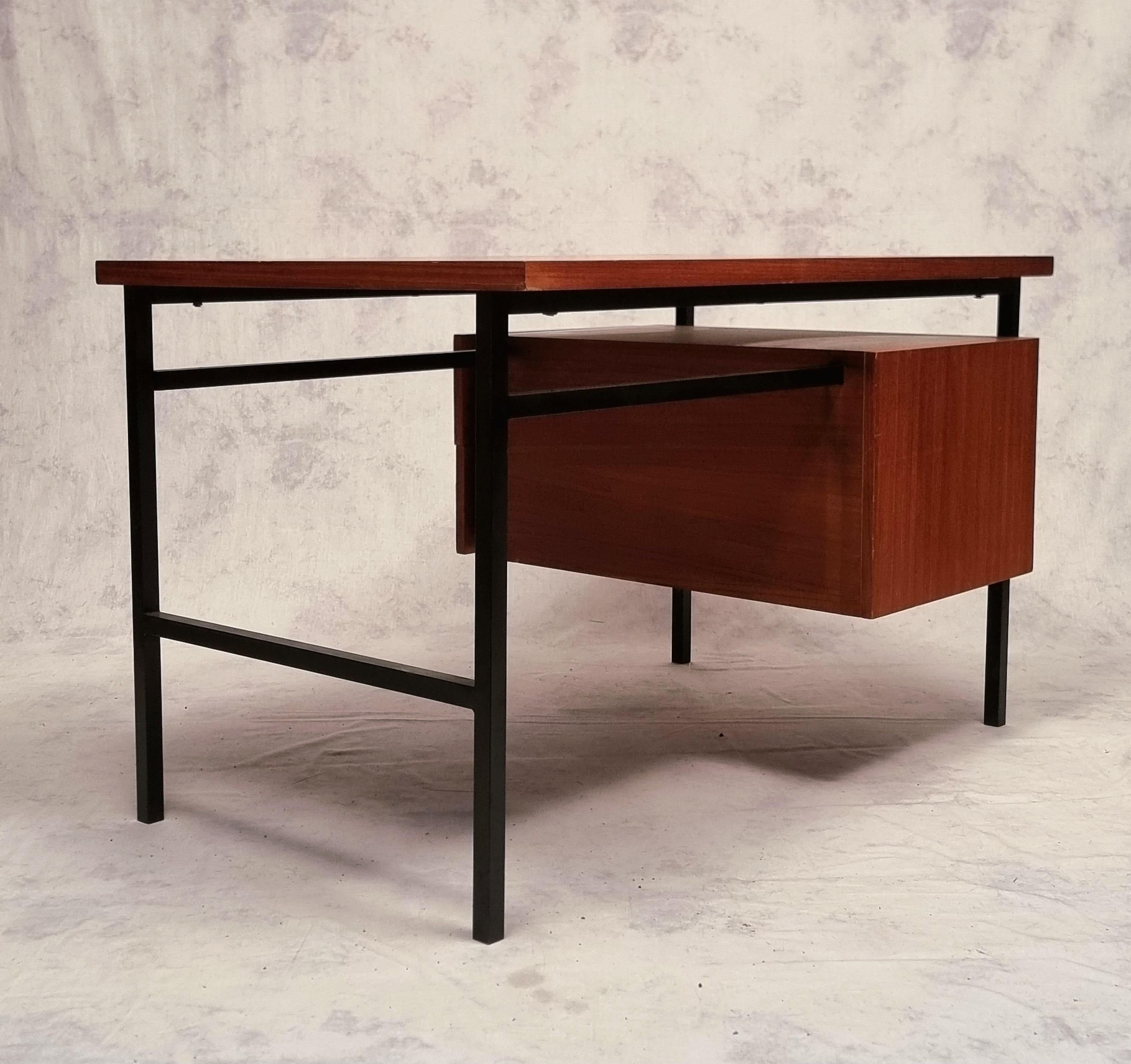 Metal Modernist Desk By Luigi Bartolini - Teak - Ca 1960 For Sale
