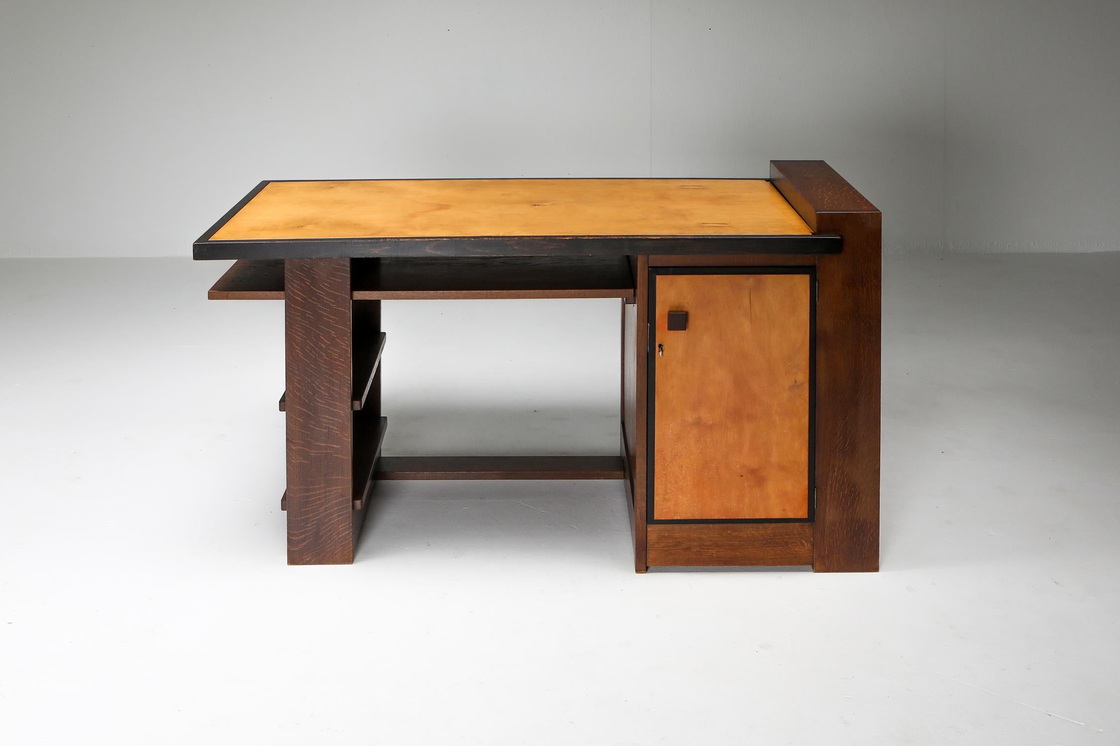 Modernist desk, Frits Spanjaard, Netherlands, ca 1930

Frits Spanjaard, influenced by Hendrik Wouda, designed balanced and simple pieces of furniture. His unique abstract style and refined use of composition, set him apart from other rationalist