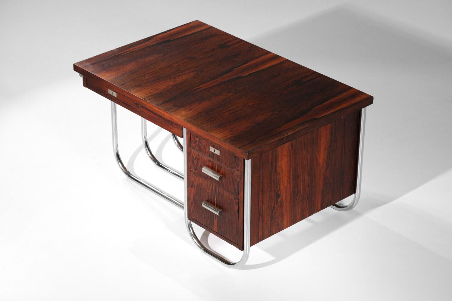 Modernist Desk in Solid Wood 40s / 50s Bauhaus Style Vintage For Sale 6
