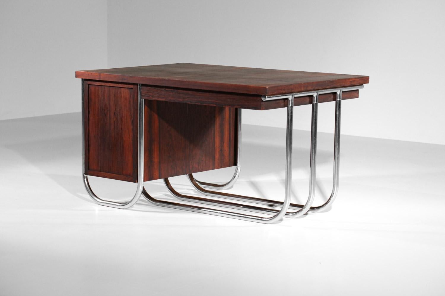 Modernistischer Schreibtisch aus Massivholz 40er / 50er Jahre Bauhaus-Stil Vintage im Angebot 9