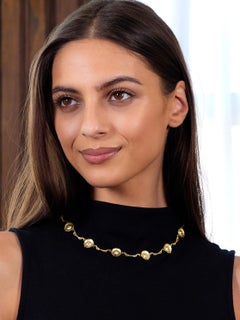 Modernist Diamond 18 Karat Yellow Gold Vintage Lily Pad Chain Necklace