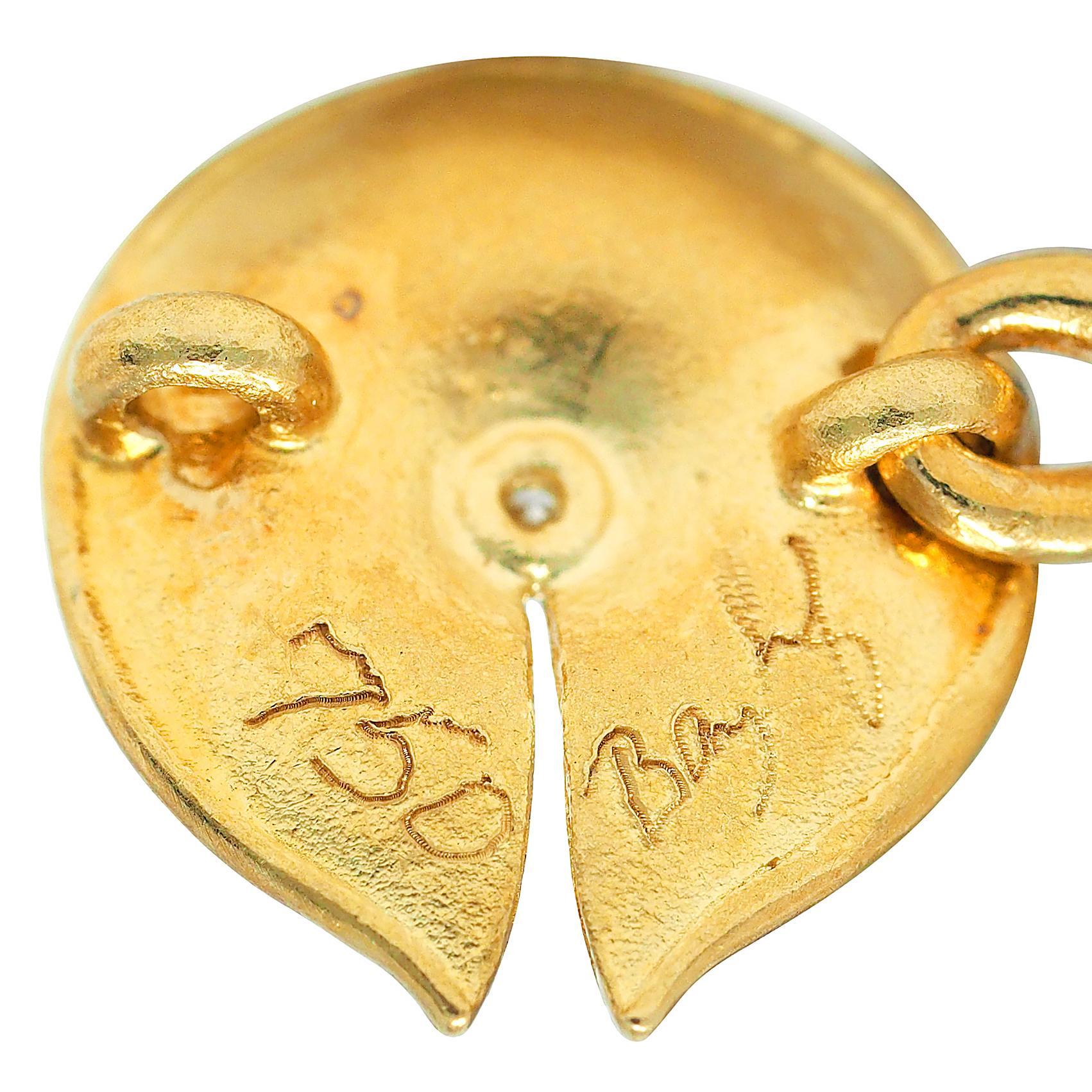 Collier moderne en or jaune 18 carats avec diamants et chaîne à nénuphars Vintage en vente 1