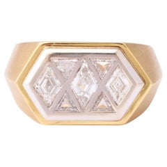 Modernist Diamond and 18 K Gold Ring