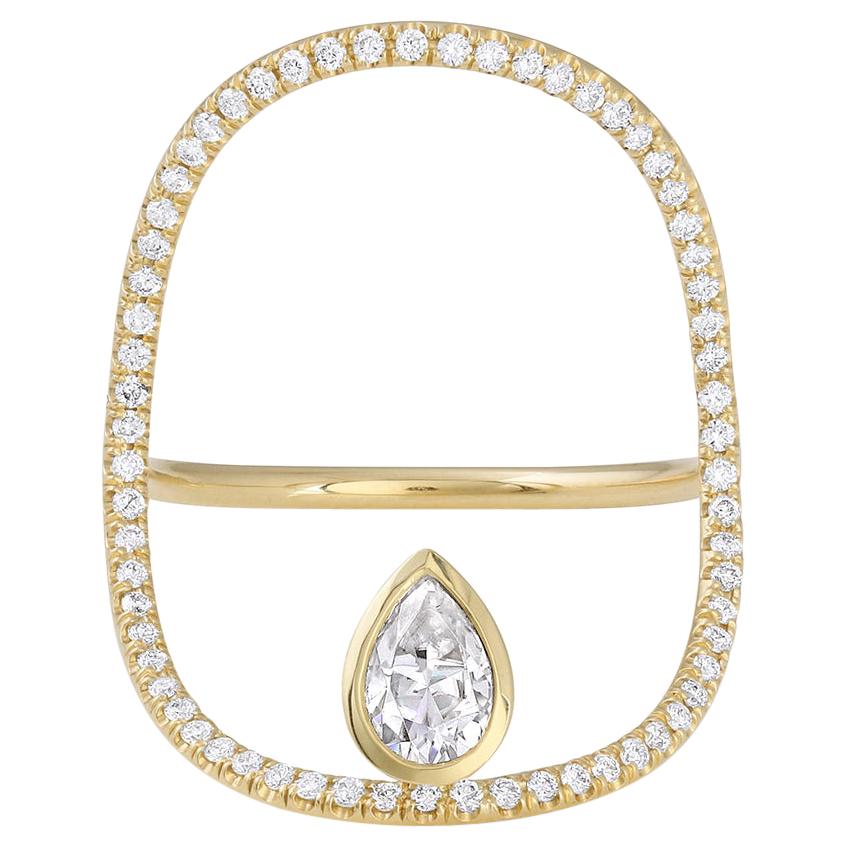 Modernist Diamond Pavé Statement Ring For Sale