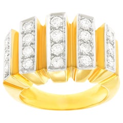 Modernist Diamond Ring 18 Karat / Platinum American