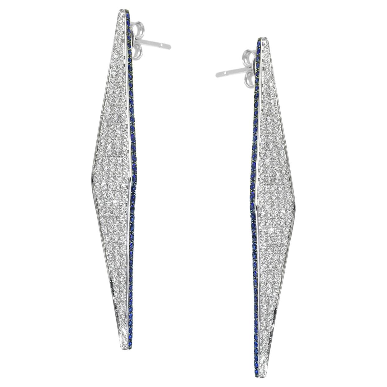 Ralph Masri Modernist Diamond Sapphire Earrings