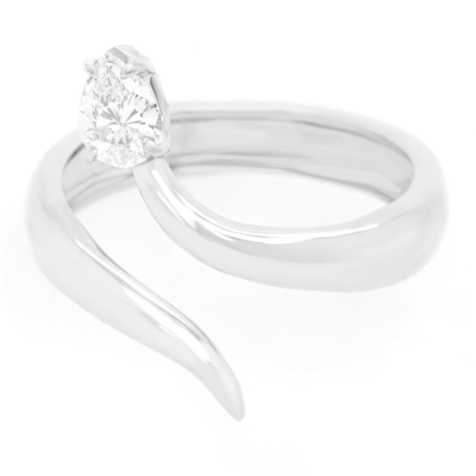 Pear Cut Modernist Diamond-Set Snake Ring