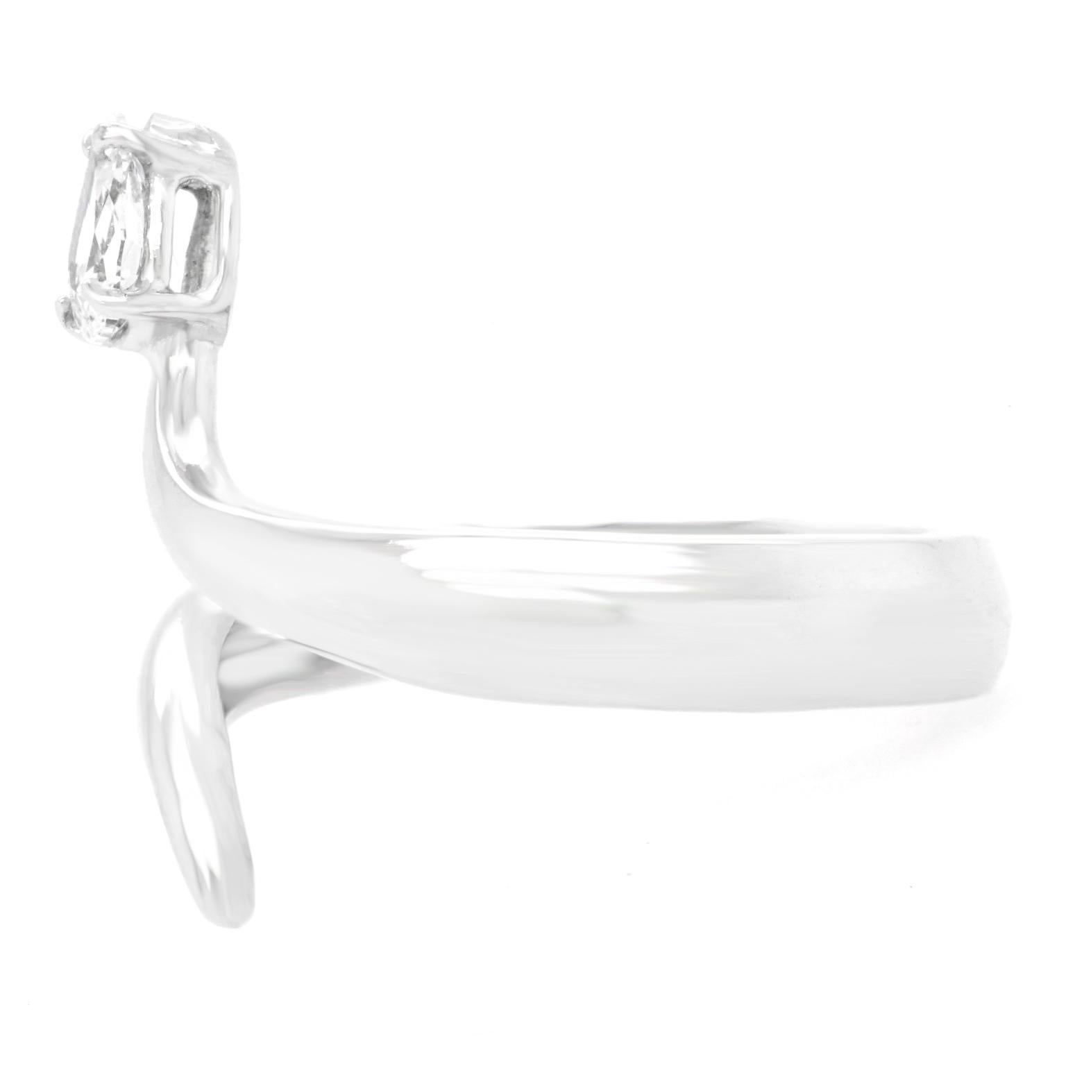 Modernist Diamond-Set Snake Ring 2
