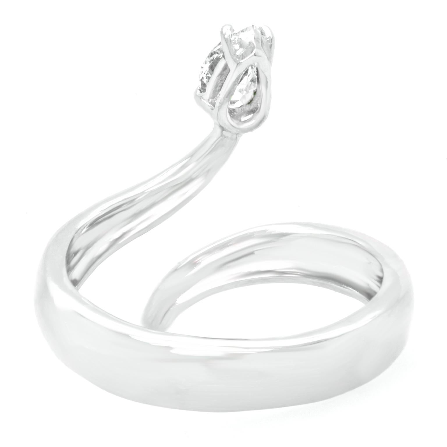 Modernist Diamond-Set Snake Ring 4