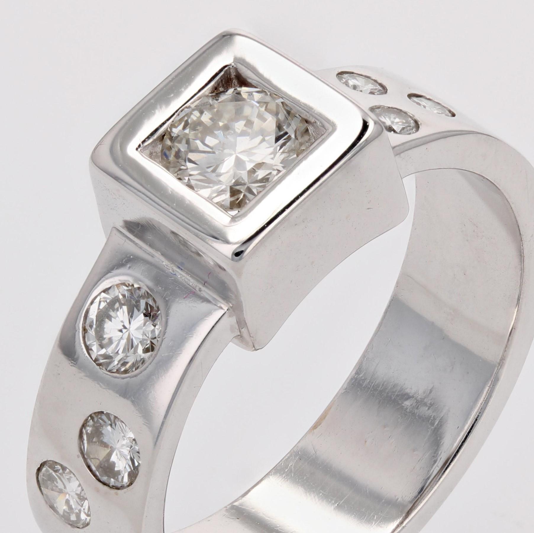 Modernist Diamonds 18 Karat White Gold Ring For Sale 2