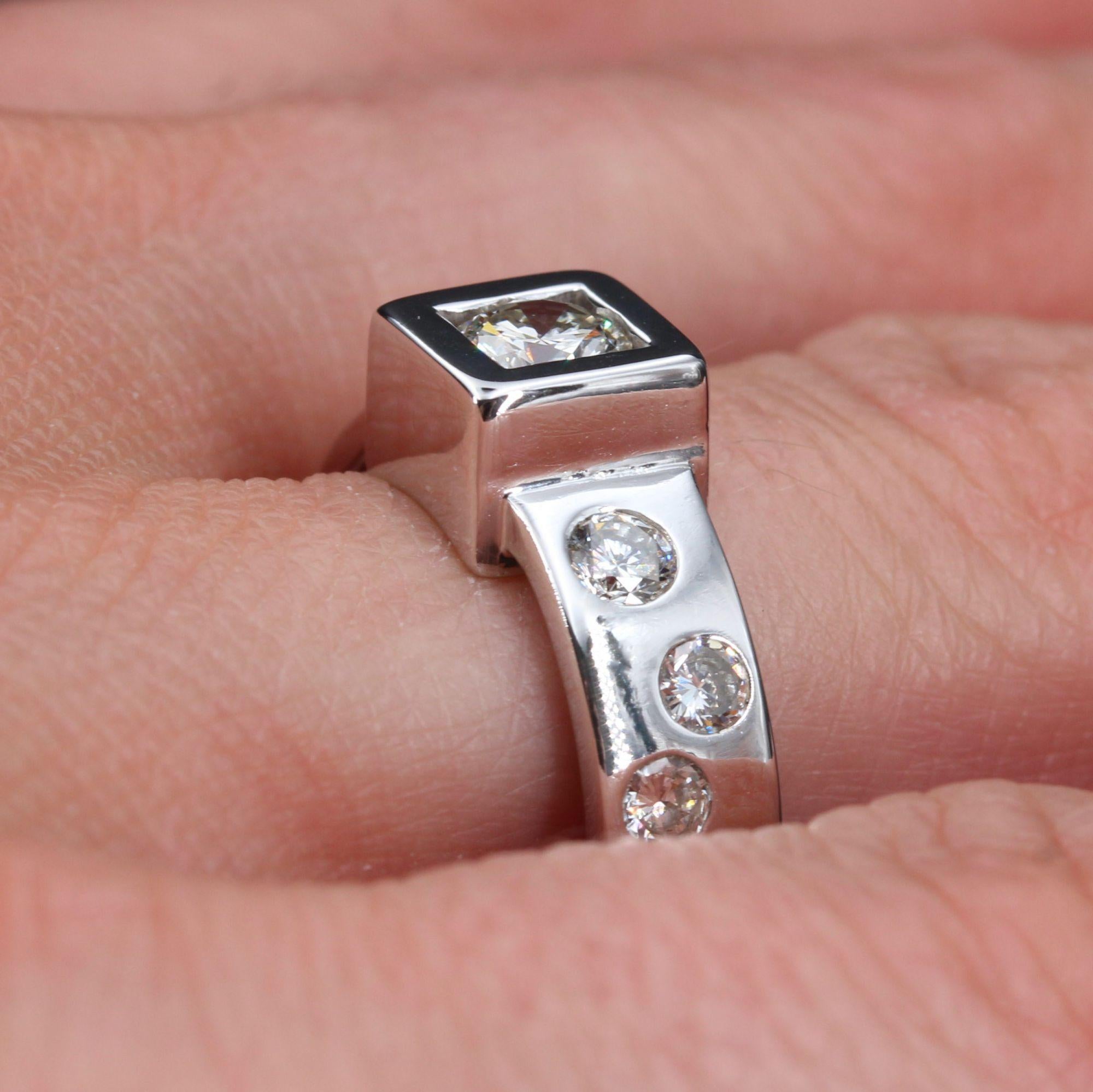 Modernist Diamonds 18 Karat White Gold Ring For Sale 4