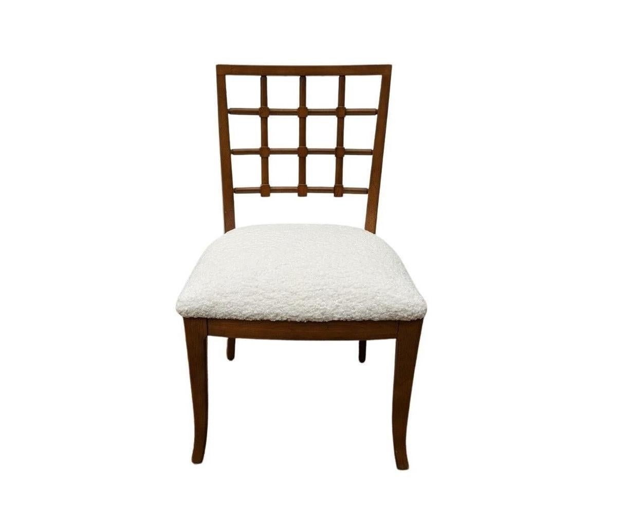 Bouclé Eight Modernist Dining Chairs Designed by Edmund Karpinski for Drexel For Sale