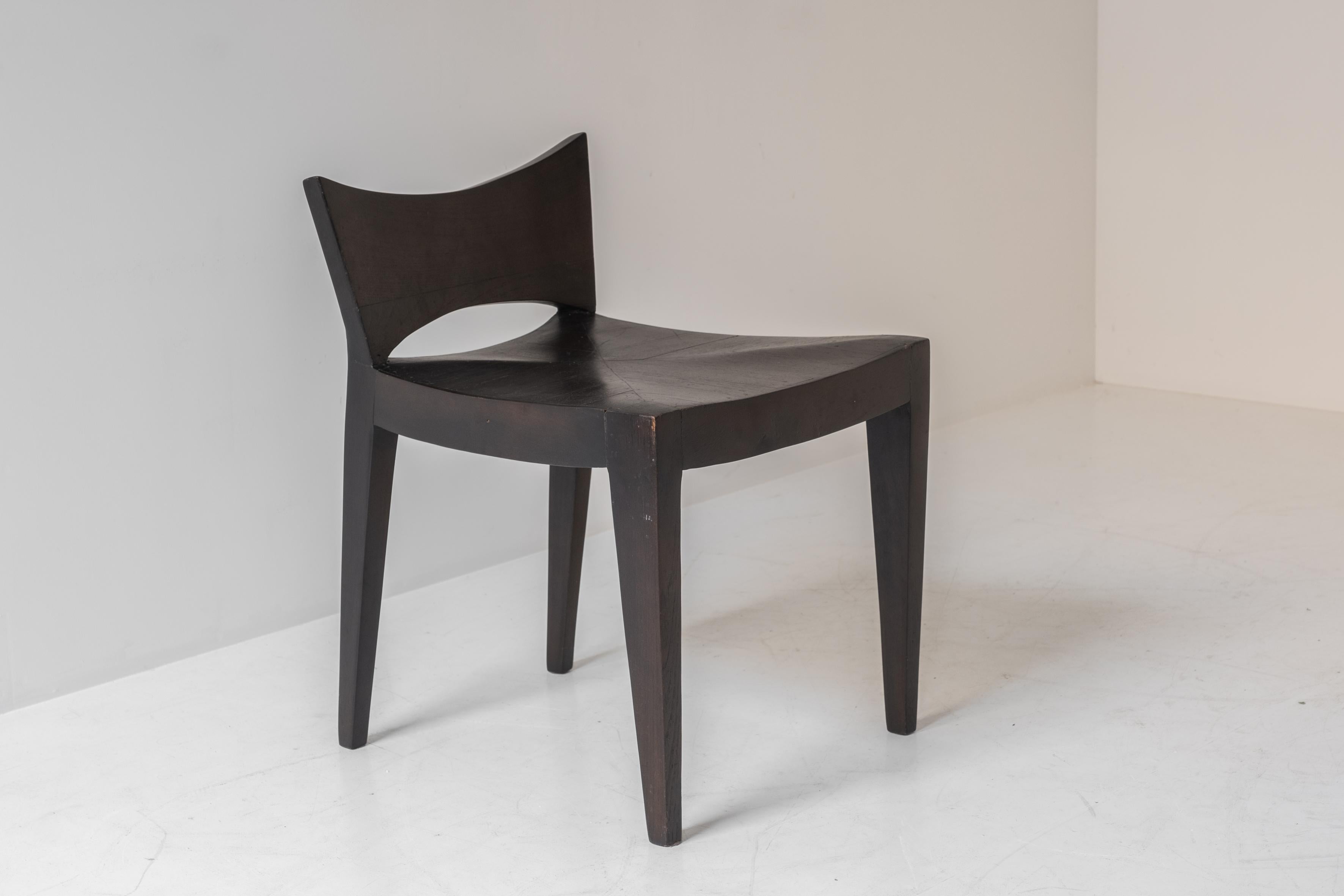 Modernist Dining Chairs in Stained Oak from France, Dating from the 1960s For Sale 6