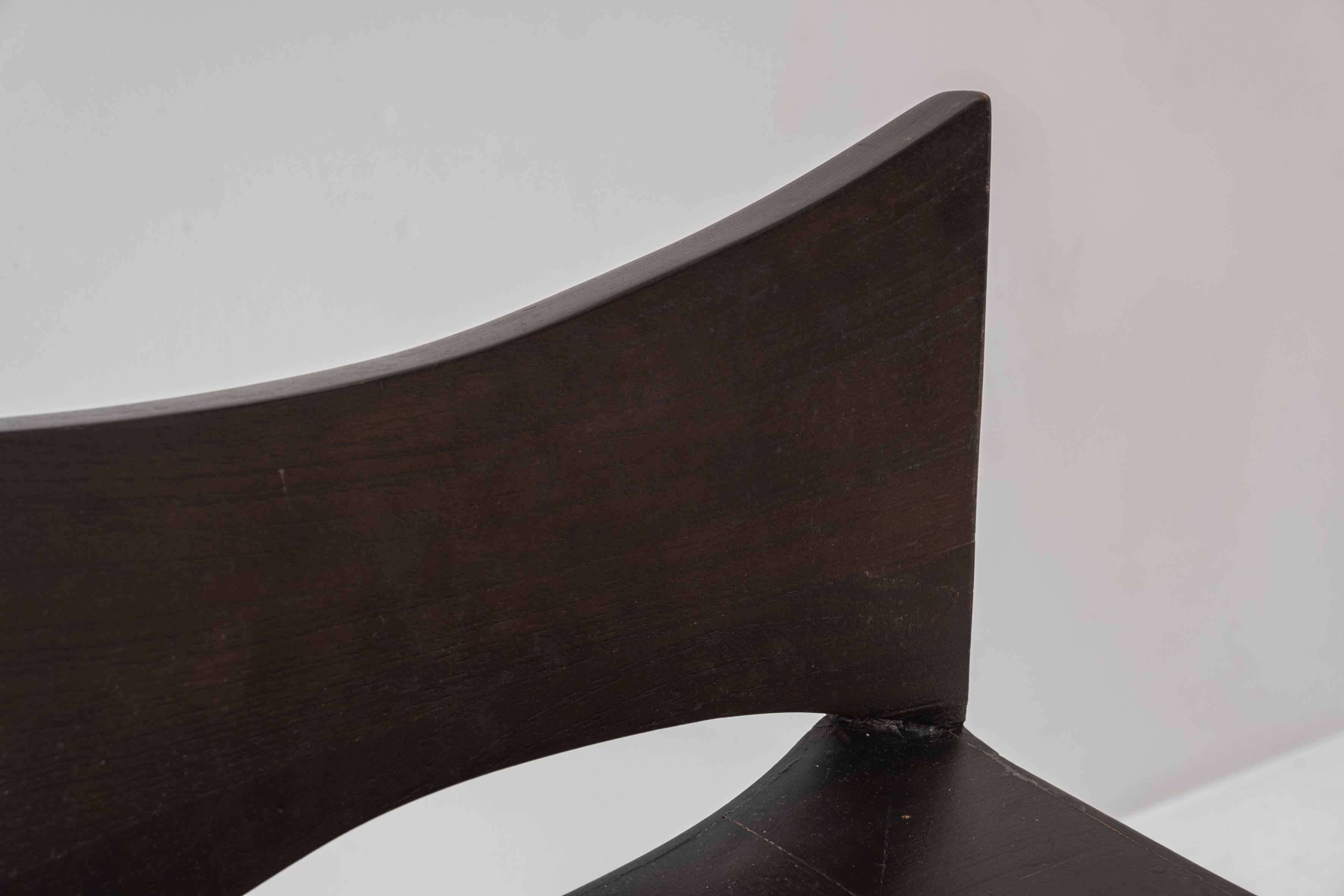 Modernist Dining Chairs in Stained Oak from France, Dating from the 1960s For Sale 11