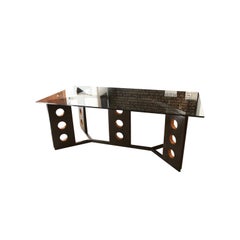 Modernist Dining Table In Ebonized Ash With Cherry Finish for Castellini House