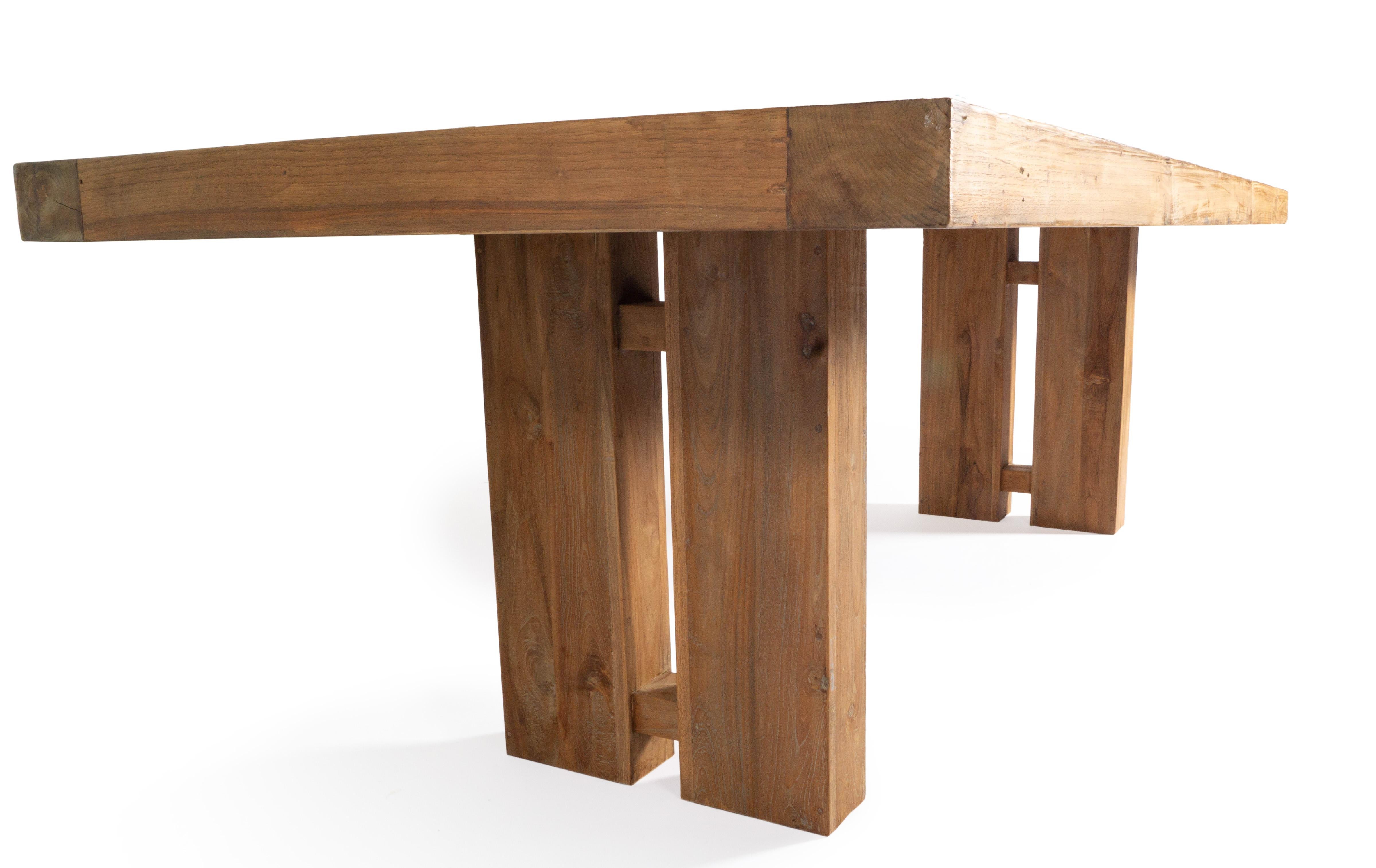 Modernist Dining Table in Reclaimed Elm In Good Condition For Sale In Dallas, TX
