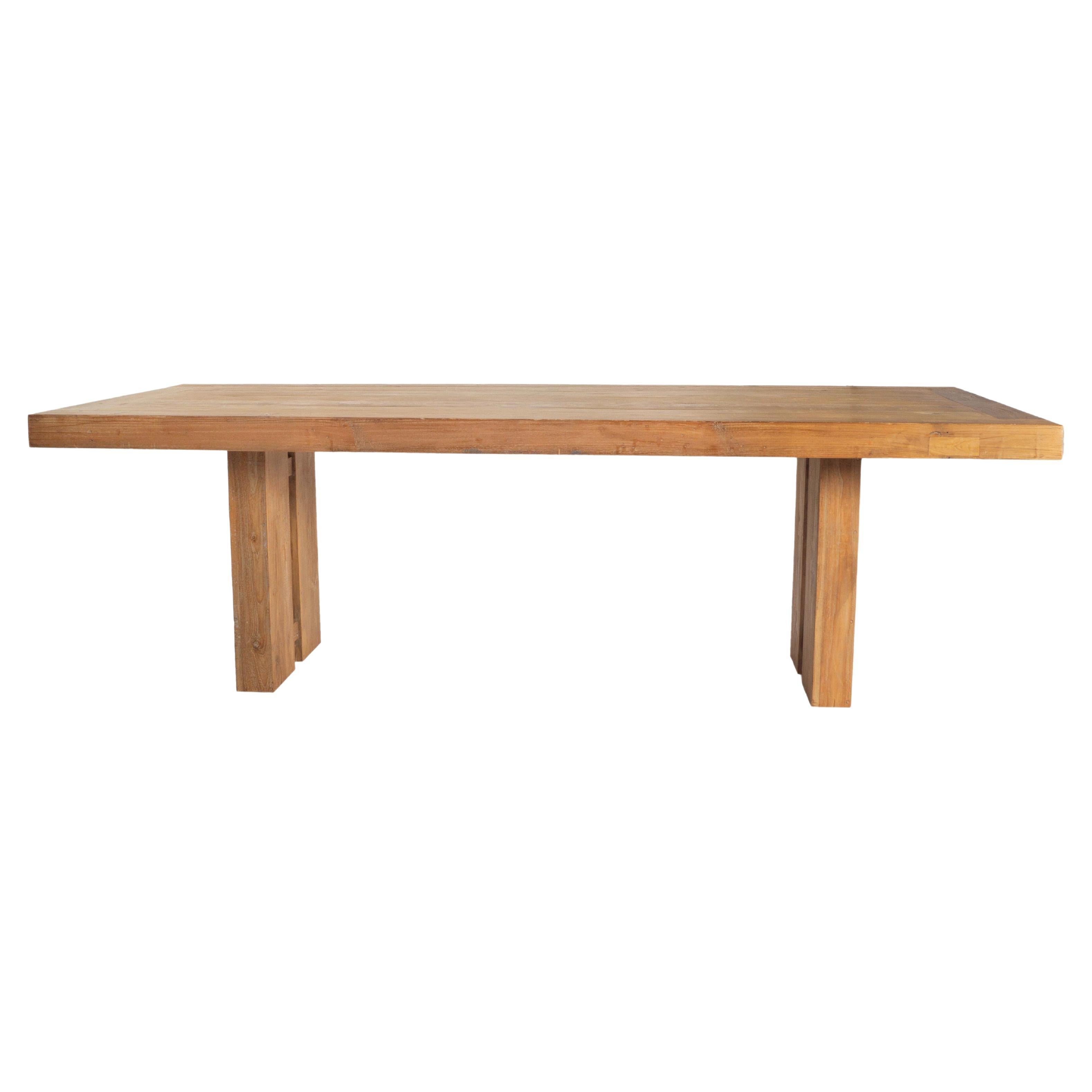 Modernist Dining Table in Reclaimed Elm For Sale