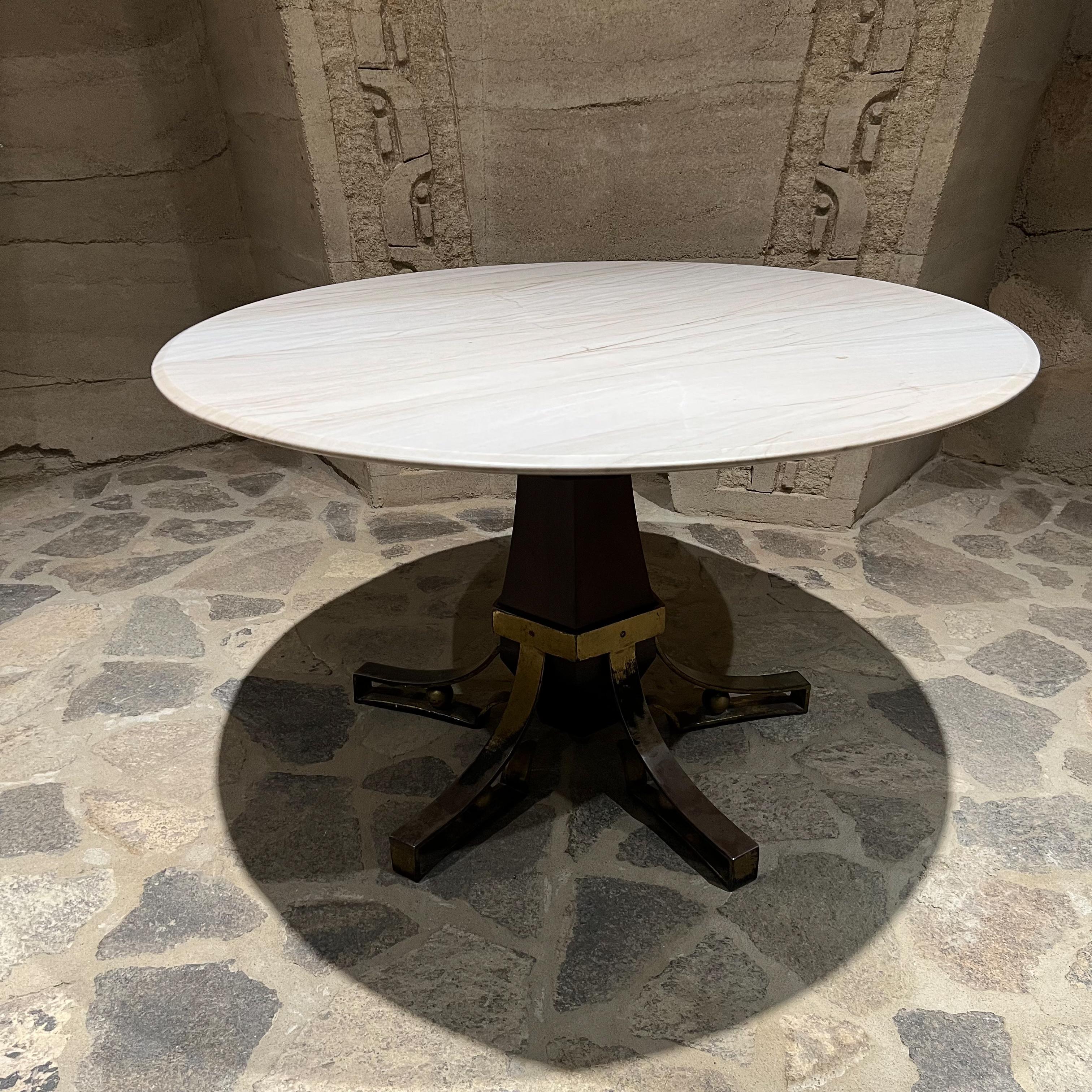 Modernist Dining Table in White Marble Sculptural Base Arturo Pani Mexico City For Sale 3